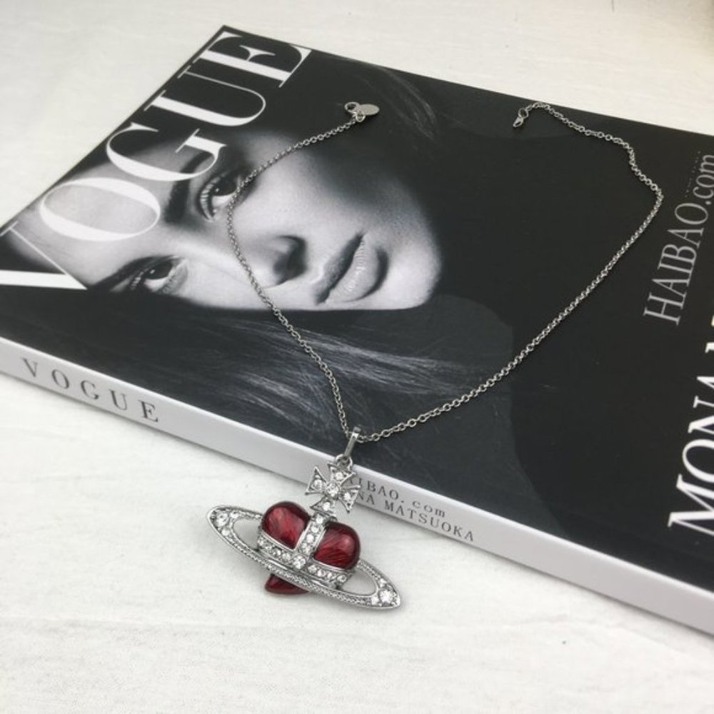 💗NWT Vivienne Westwood Red Heart Saturn Necklace